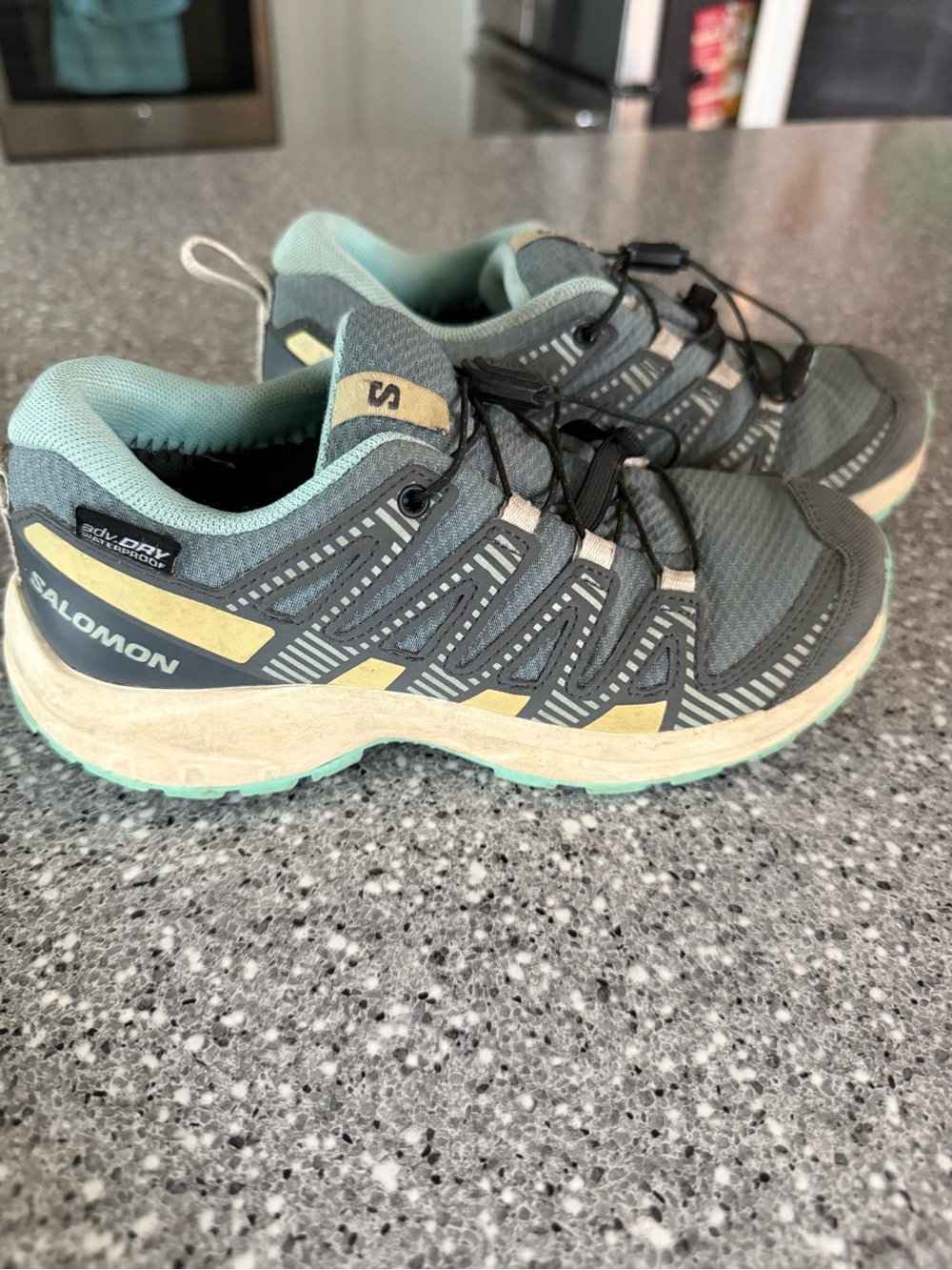 Salomon Kids Trail Running Shoes - Gray with Mint Accents